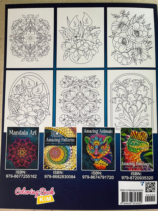 Large Print Coloring Book - Relaxing Flowers