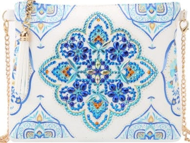 Craft Kits and Hobbies - DIY Diamond Painting Cross Body Bag ( Blue Diamond)