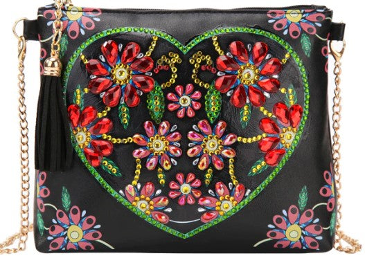 Craft Kits and Hobbies - DIY Diamond Painting Cross Body Bag (Colorful Heart)
