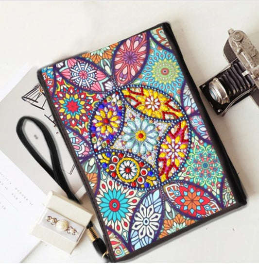 Craft Kits and Hobbies - DIY Diamond and Drills Painting Wristlet clutch bag (Colorful Mandala)