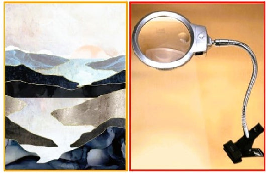 Starter's Pack - Painting By Numbers (Beautiful Sun, Mountain, Lake) and Magnifying Glass with Light